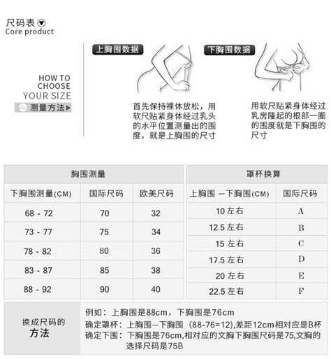 罩杯abcd怎么计算，上胸围减去下胸围(b罩杯最为普遍)