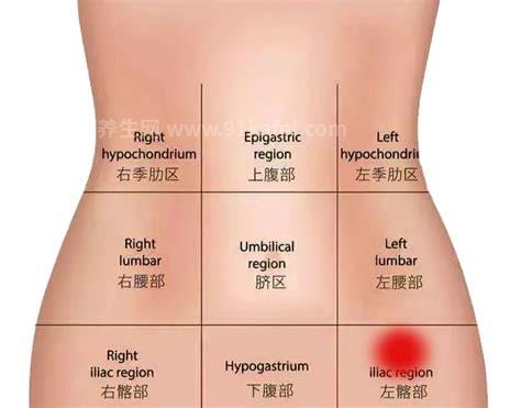 女人腹部疼痛对应位置图，上腹部消化